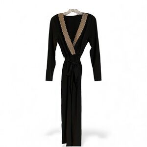 Elegant Black Jumpsuit with Gold Trim